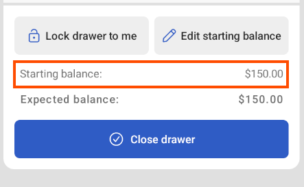 Adjusted cash drawer starting balance.