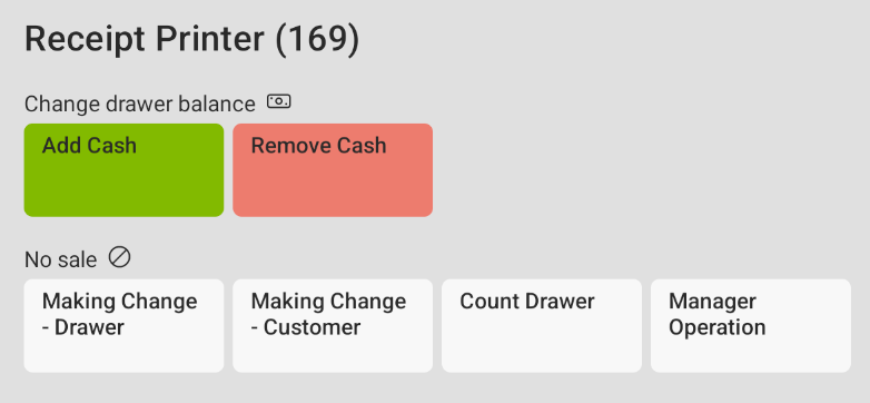 No sale reasons on Cash drawer activity screen on the Toast POS device.