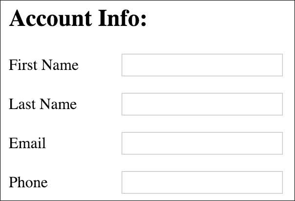 A screen shot of the Account Info controls.