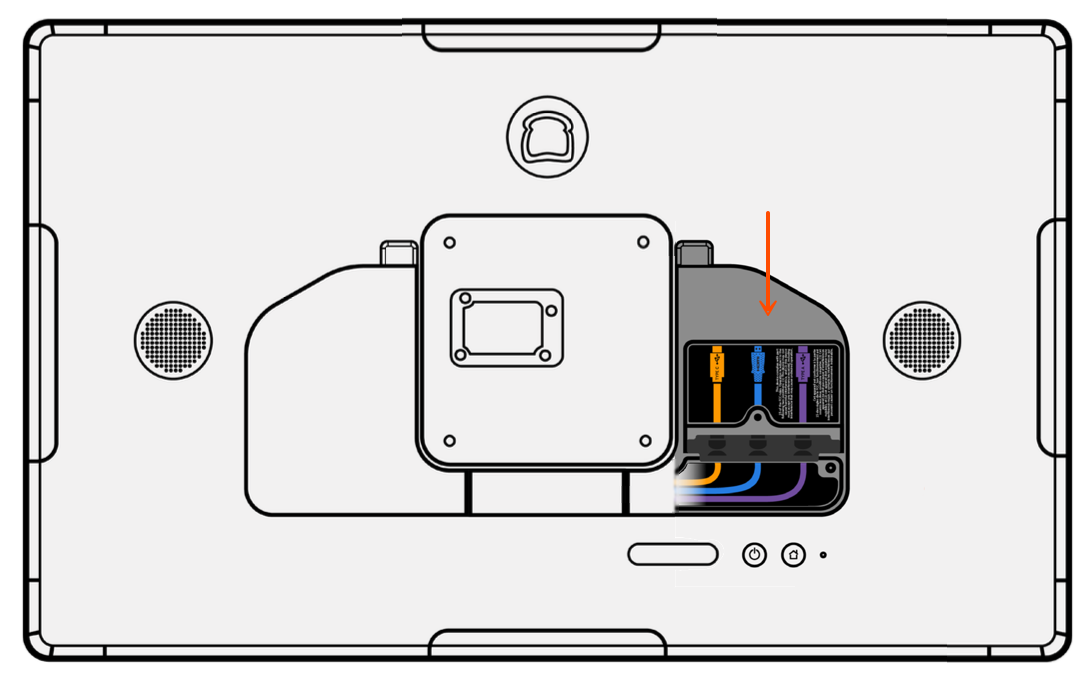 Diagram of the back of the Toast Flex 22, emphasizing the location of the USB ports.