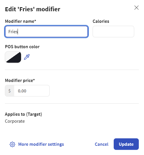 The Edit modifier dialog.