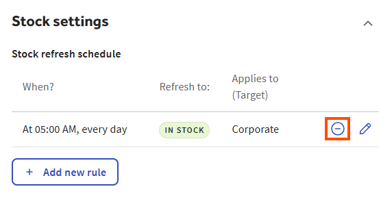 An example of the Stock refresh schedule dialog.