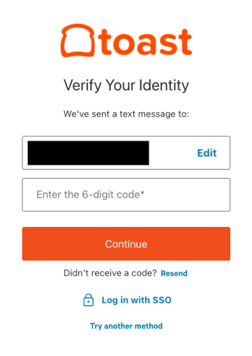 Example of the Verify Your Identity dialog where you enter the 6-digit-code.