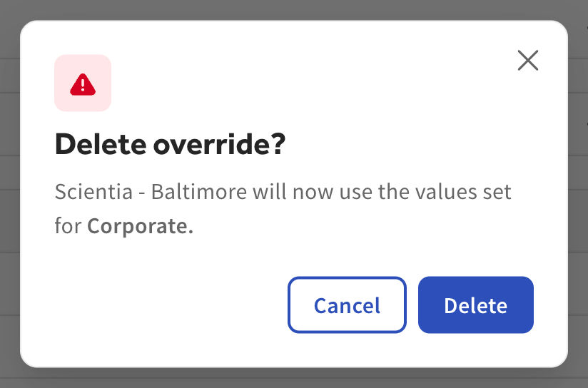 An example of the deletion confirmation dialog for a custom prep time.
