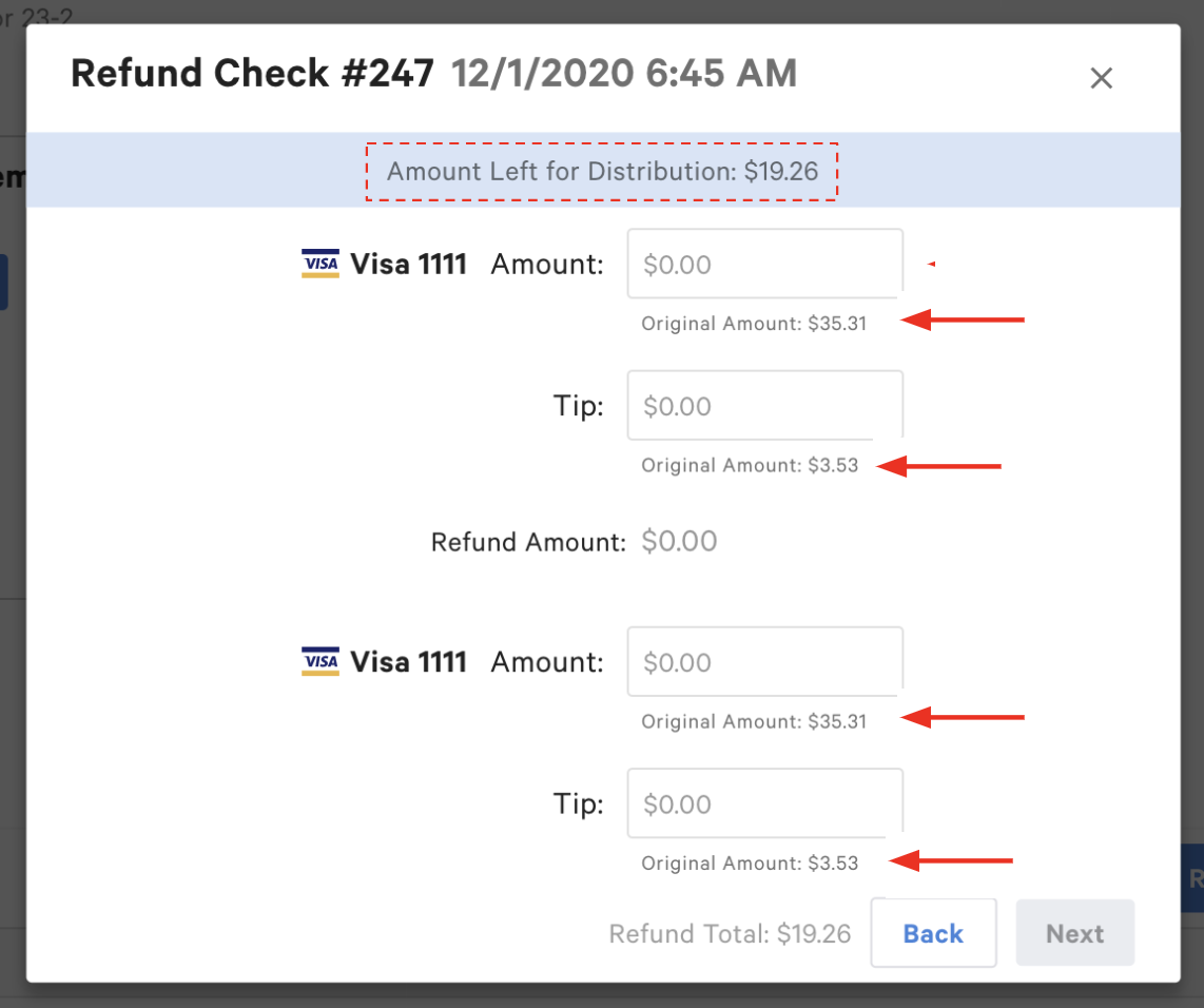 Payment screen with multiple payments