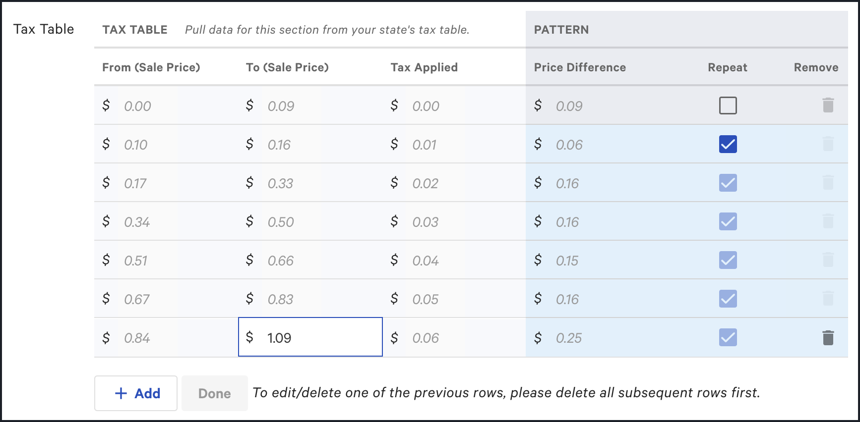 Removing unneeded tax brackets when building the tax table in the New tax rate page.